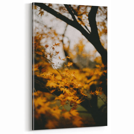 Golden Autumn Leaves Fall Wall Art – Seasonal Nature Canvas Print
