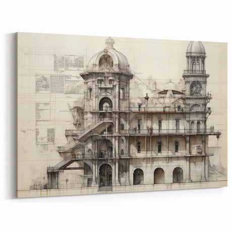 Historic Architecture Art – Vintage Building Illustration Print