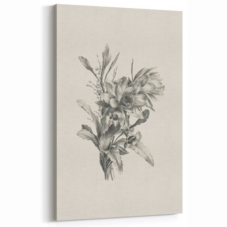 Vintage Botanical Flower Art Print – Black and White Floral Wall Art