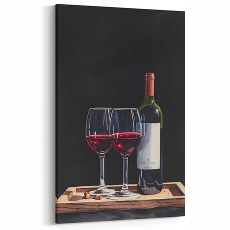 Elegant Red Wine Wall Art - Wine Art Decor for Bar and Kitchen