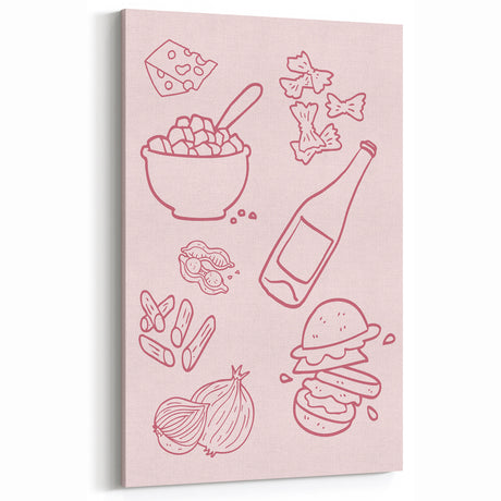 Minimalist Food & Wine Art - Kitchen Wall Art for Home & Cafe