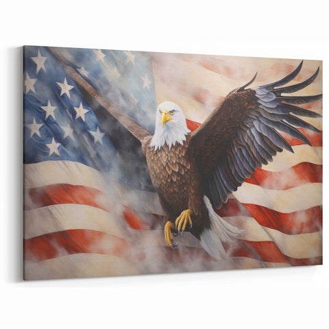 Soaring Eagle & USA Flag - American Flag Wall Art
