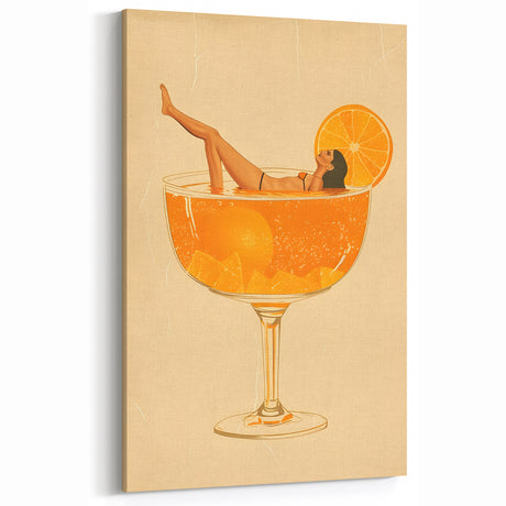 Vintage Orange Cocktail Art - Beverage Wall Art for Bars & Kitchens