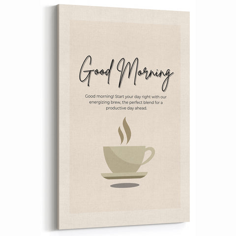 Minimalist Good Morning Coffee Art - Coffee Wall Art for Kitchens