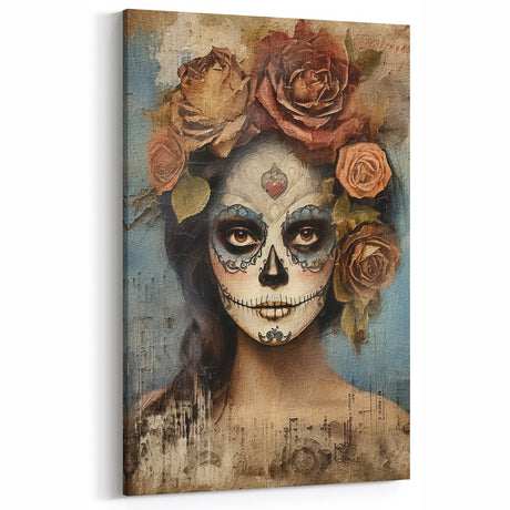 Romantic Sugar Skull Woman – Día de los Muertos Wall Art