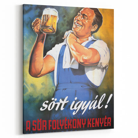 Vintage Beer Poster - Retro Sör Folyékony Kenyér Advertising Art