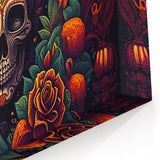 Floral Sugar Skull Tribute – Día de los Muertos Canvas Art