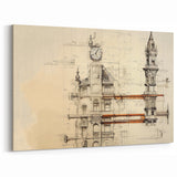 Architectural Wall Art - Clock Tower Illustration
