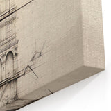 Architectural Wall Art - Vintage Clock Tower Illustration