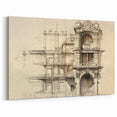 Architectural Wall Art - Vintage Facade Illustration