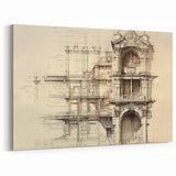 Architectural Wall Art - Vintage Facade Illustration