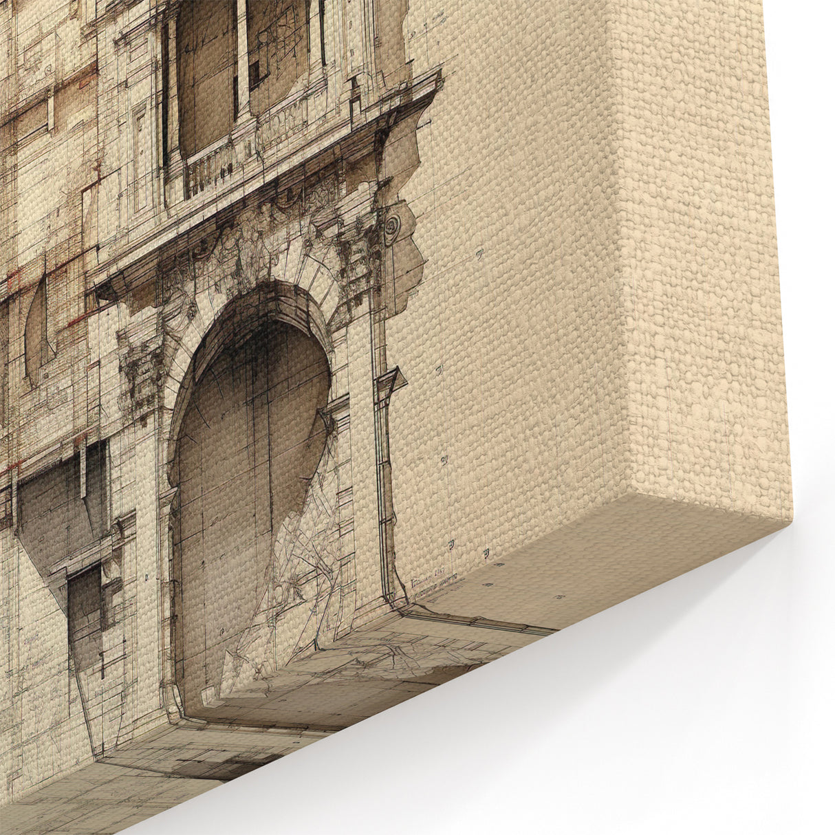 Architectural Wall Art - Vintage Facade Illustration