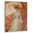 Antique Portrait Print – Elegant Lady in Autumn Scene Wall Art
