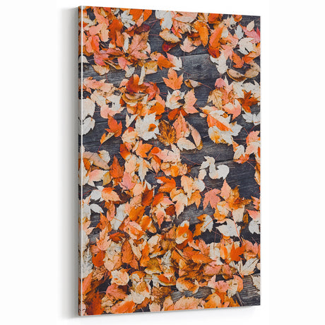 Fall Wall Decor - Rustic Autumn Leaves on Wooden Background