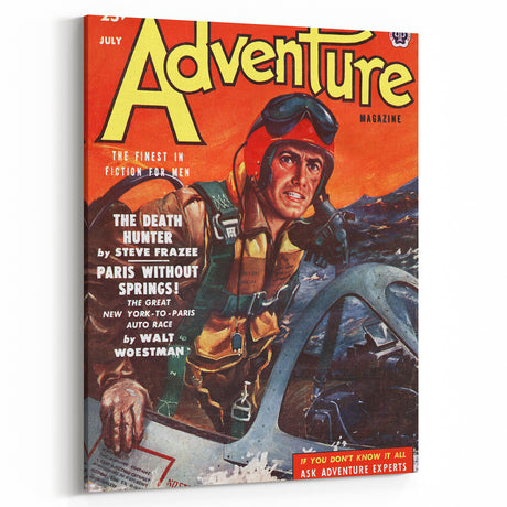 Adventure Vintage Magazine Cover Art Retro Aviation Wall Decor