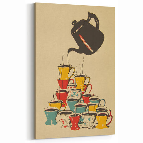 Vintage Coffee Pouring Art – Retro Coffee Wall Art for Kitchen & Café