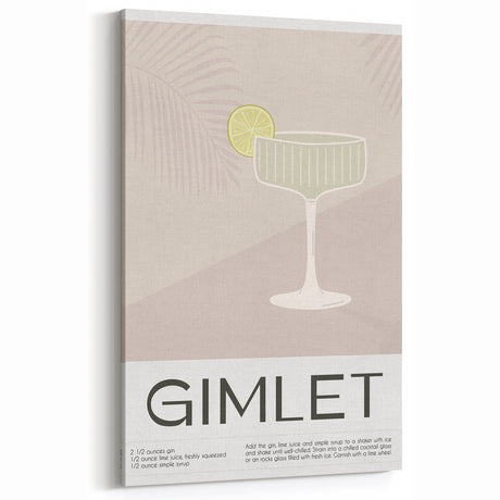 Gimlet Cocktail Wall Art – Neutral Toned Bar & Beverage Print