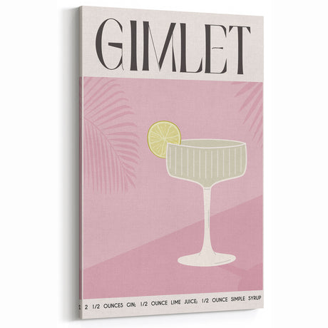 Gimlet Cocktail Wall Art – Elegant Pink Bar & Beverage Print