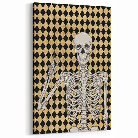 Harlequin Skeleton Halloween Wall Art - Vintage Gothic Decor