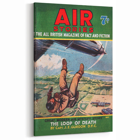 Vintage Magazine Cover Art Retro Air Stories Wall Decor