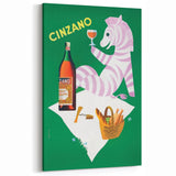 Vintage Cinzano Advertising Poster - Retro Zebra Wall Art