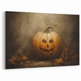 Haunted Jack O Lantern Halloween Canvas Art - Spooky Oil Painting