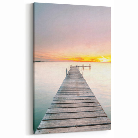 Scenic Sunset Pier – Tranquil Summer Landscape Wall Art