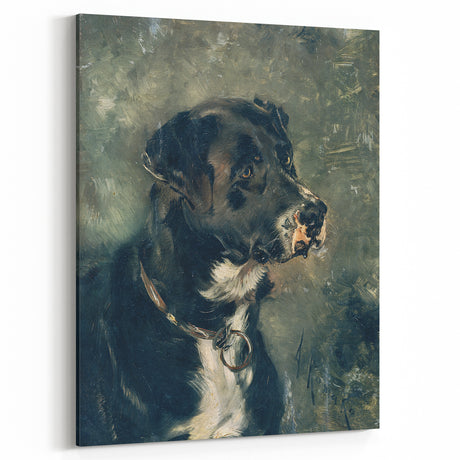Vintage Animal Art – Majestic Black Dog in Classic Portrait