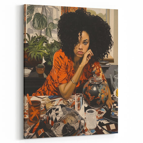 Retro Portrait Canvas - Bold Vintage Woman Wall Art Print