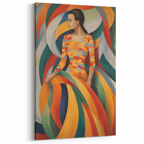 Retro Portrait Canvas - Vibrant Abstract Vintage Woman Wall Art