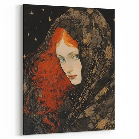 Antique Portrait Prints - Mysterious Red-Haired Woman Wall Art