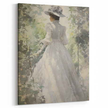 Classic Portrait Artwork - Elegant Lady in White Victorian Dress