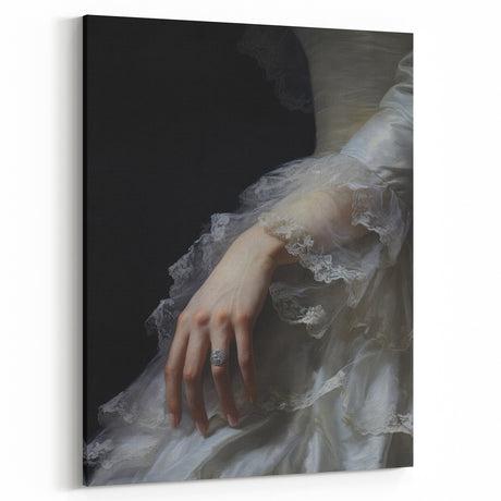 Vintage Portrait Art - Elegant Lace and Diamond Ring Canvas