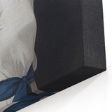 Classic Portrait Artwork - Elegant Woman in White with Blue Sash