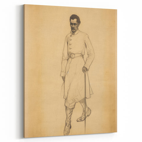 Antique Portrait Prints - Military Gentleman Sketch Art Canvas
