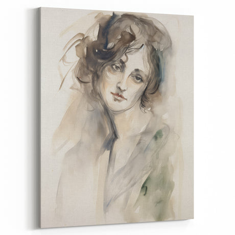 Classic Portrait Artwork - Abstract Vintage Woman Watercolor Art
