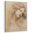 Classic Portrait Artwork - Ethereal Woman Pencil Sketch Canvas