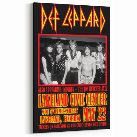 Def Leppard 1980s Concert Poster - Vintage Lakeland Art