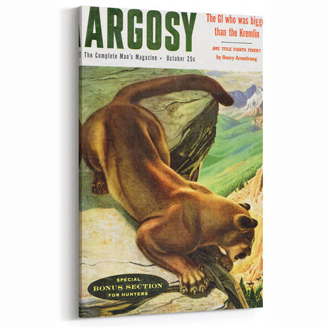 Vintage Magazine Cover Art - Argosy Mountain Lion Retro Prints for Home Decor