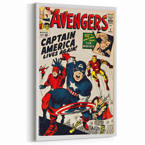 Vintage Comics Wall Art – The Avengers Retro Superhero Poster