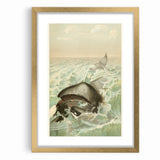 Vintage Animal Art: Whales in Ocean Waves | Antique Wildlife Prints