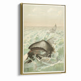 Vintage Animal Art: Whales in Ocean Waves | Antique Wildlife Prints