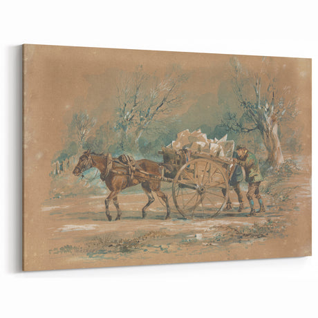 Vintage Animal Art: Horse and Cart – Retro Wildlife Illustration