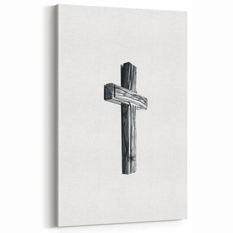 Minimalist Wooden Cross - Black & White Spring Wall Art for Peace