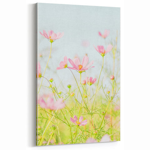 Soft Pink Floral Wall Art – Elegant Spring Botanical Canvas Print