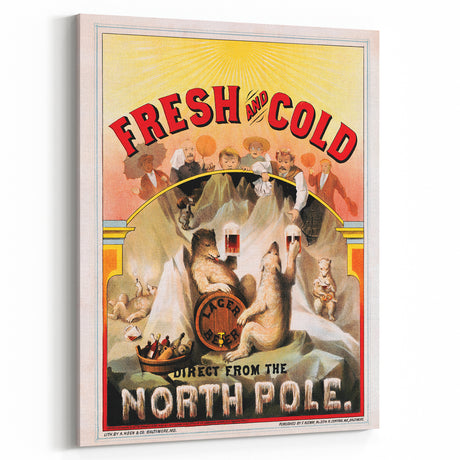 Vintage Fresh and Cold LAGER BEER Poster – Retro North Pole Advertising Art