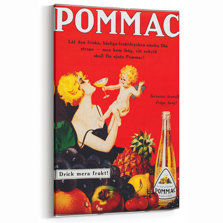 Vintage Pommac Poster – Retro Fruit Drink Ad Art with Playful Design