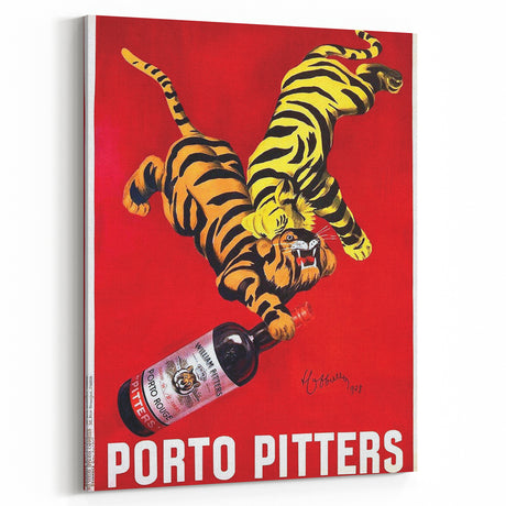 Vintage Porto Pitters Poster – Retro Wine Ad with Playful Tigers