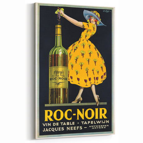 Vintage Roc-Noir Wine Poster – Retro Wine Ad with Bright Colors