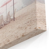 Tranquil Beach Scene - Summer Wall Art with Pink Umbrellas
